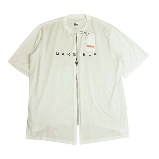 MAISON MARGIELA メゾンマルジェラ MM6 エムエムシックス 22SS S52GC0239 S23955 ロゴプリント オーバーサイズ ドッキング レイヤード 半袖 Tシャツ ホワイト系 XS【新古品】【未使用】【中古】