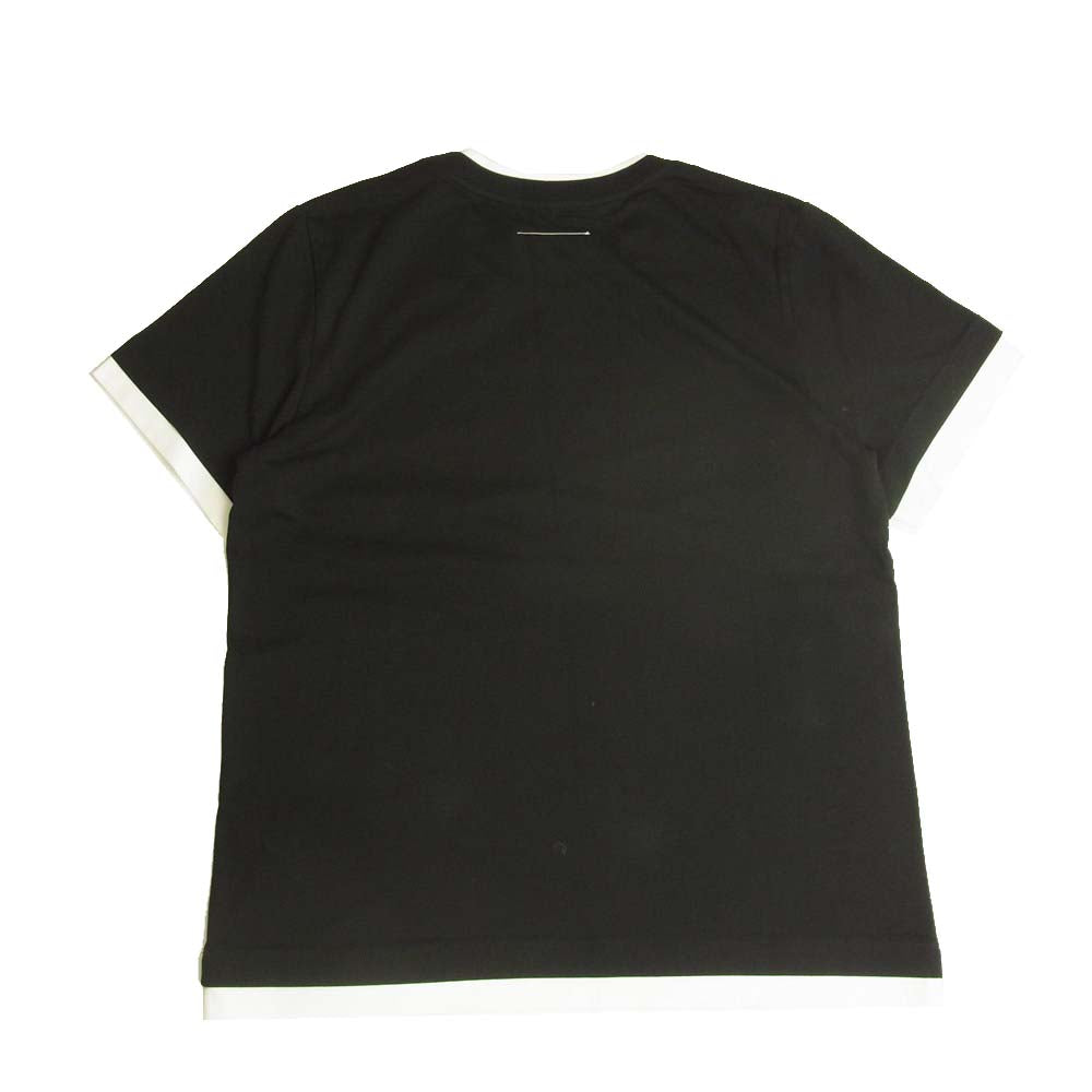 MAISON MARGIELA メゾンマルジェラ MM6 エムエムシックス 22SS S52GC0226 S24311 手書きロゴ レイヤード ラウンドネック 半袖 Tシャツ カットソー ブラック系 M【新古品】【未使用】【中古】