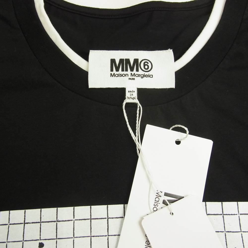 MAISON MARGIELA メゾンマルジェラ MM6 エムエムシックス 22SS S52GC0226 S24311 手書きロゴ レイヤード ラウンドネック 半袖 Tシャツ カットソー ブラック系 M【新古品】【未使用】【中古】