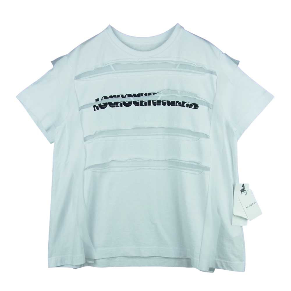 Sacai サカイ 21SS 21-05453 HWT Jersey Chiffon Pullover 異素材切替 ジャージー シフォン プルオーバー 半袖 Tシャツ ホワイト系 3【美品】【中古】
