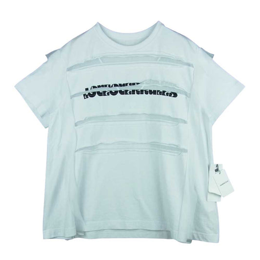 Sacai サカイ 21SS 21-05453 HWT Jersey Chiffon Pullover 異素材切替 ジャージー シフォン プルオーバー 半袖 Tシャツ ホワイト系 3【美品】【中古】