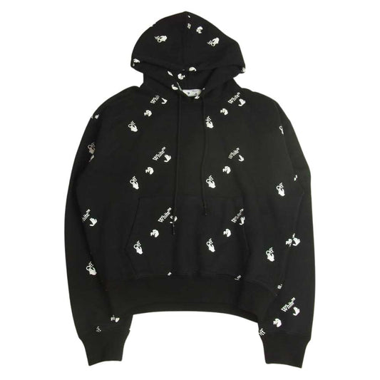 OFF-WHITE オフホワイト 21SS OMBB037R21FLE008 ALL-OVER LOGO OVER オールオーバーハンドロゴ プリント プルオーバー パーカー フーディ ブラック系 M【中古】