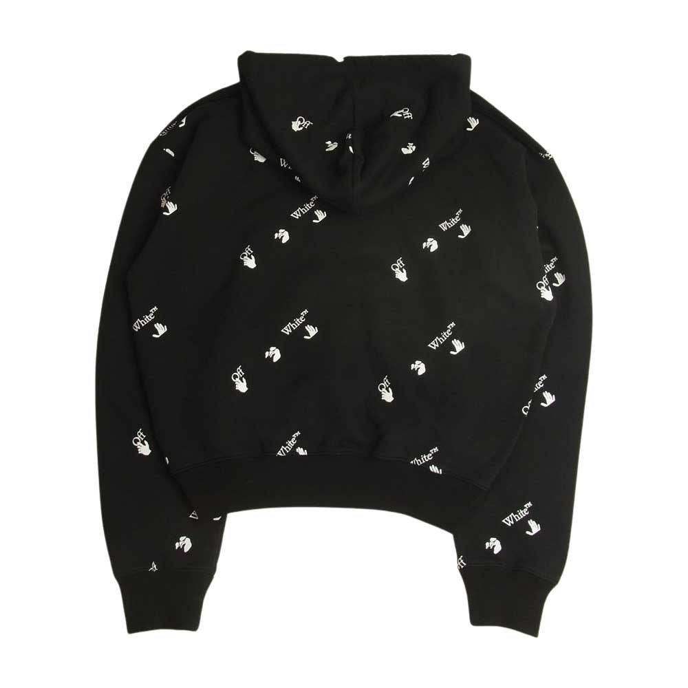 OFF-WHITE オフホワイト 21SS OMBB037R21FLE008 ALL-OVER LOGO OVER オールオーバーハンドロゴ プリント プルオーバー パーカー フーディ ブラック系 M【中古】