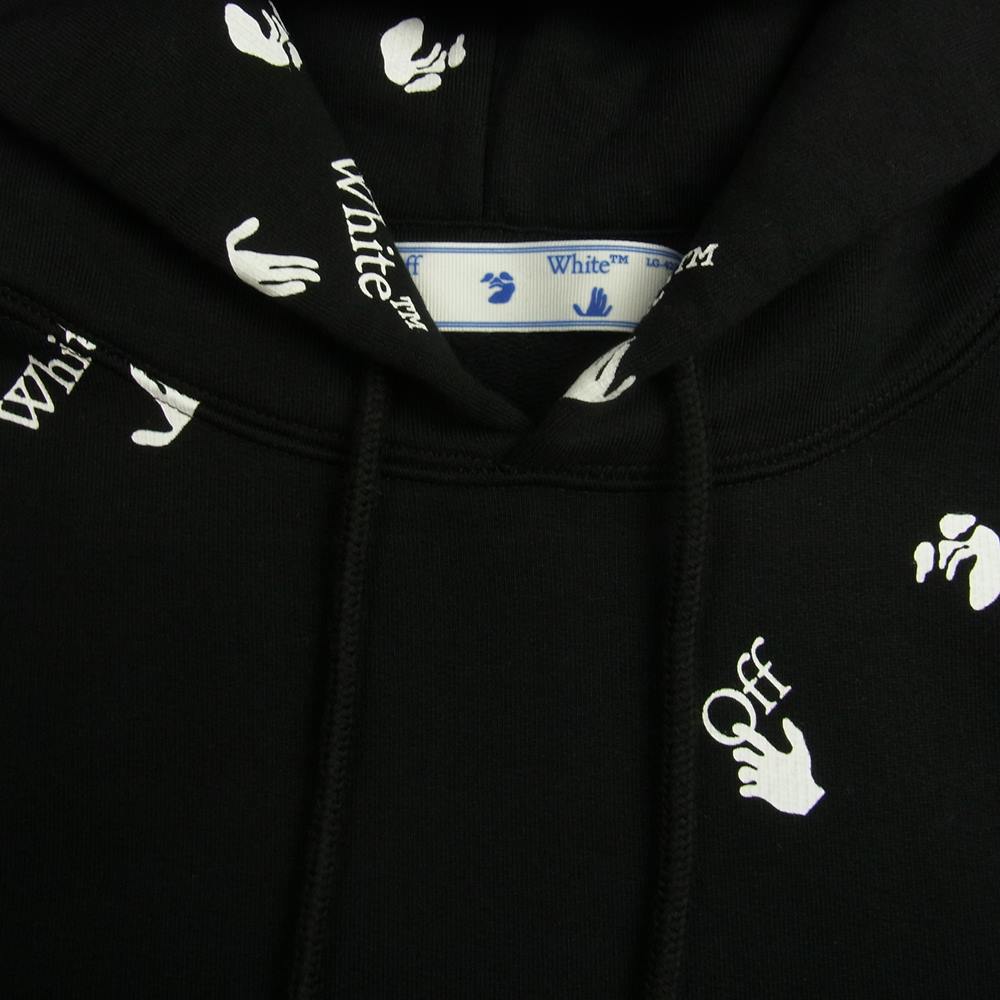 OFF-WHITE オフホワイト 21SS OMBB037R21FLE008 ALL-OVER LOGO OVER オールオーバーハンドロゴ プリント プルオーバー パーカー フーディ ブラック系 M【中古】