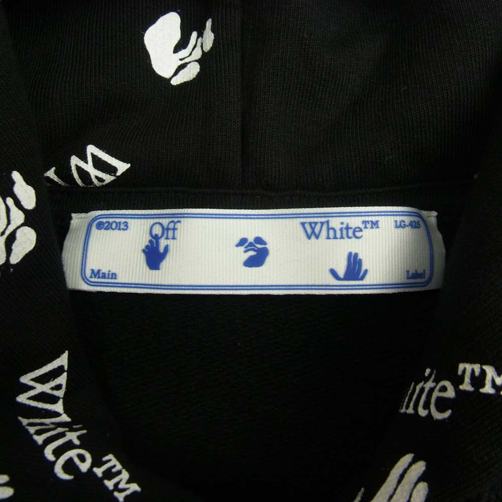 OFF-WHITE オフホワイト 21SS OMBB037R21FLE008 ALL-OVER LOGO OVER オールオーバーハンドロゴ プリント プルオーバー パーカー フーディ ブラック系 M【中古】