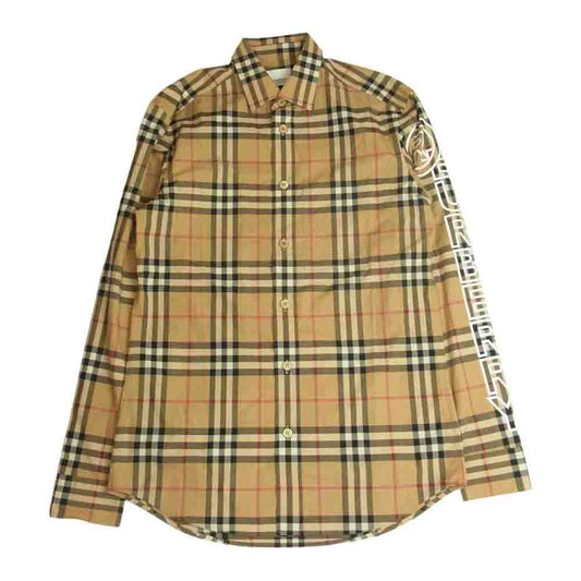 BURBERRY LONDON バーバリー ロンドン 8029878 国内正規品 袖ロゴ アームロゴプリント ノバチェック 長袖 シャツ ベージュ系 XS【中古】