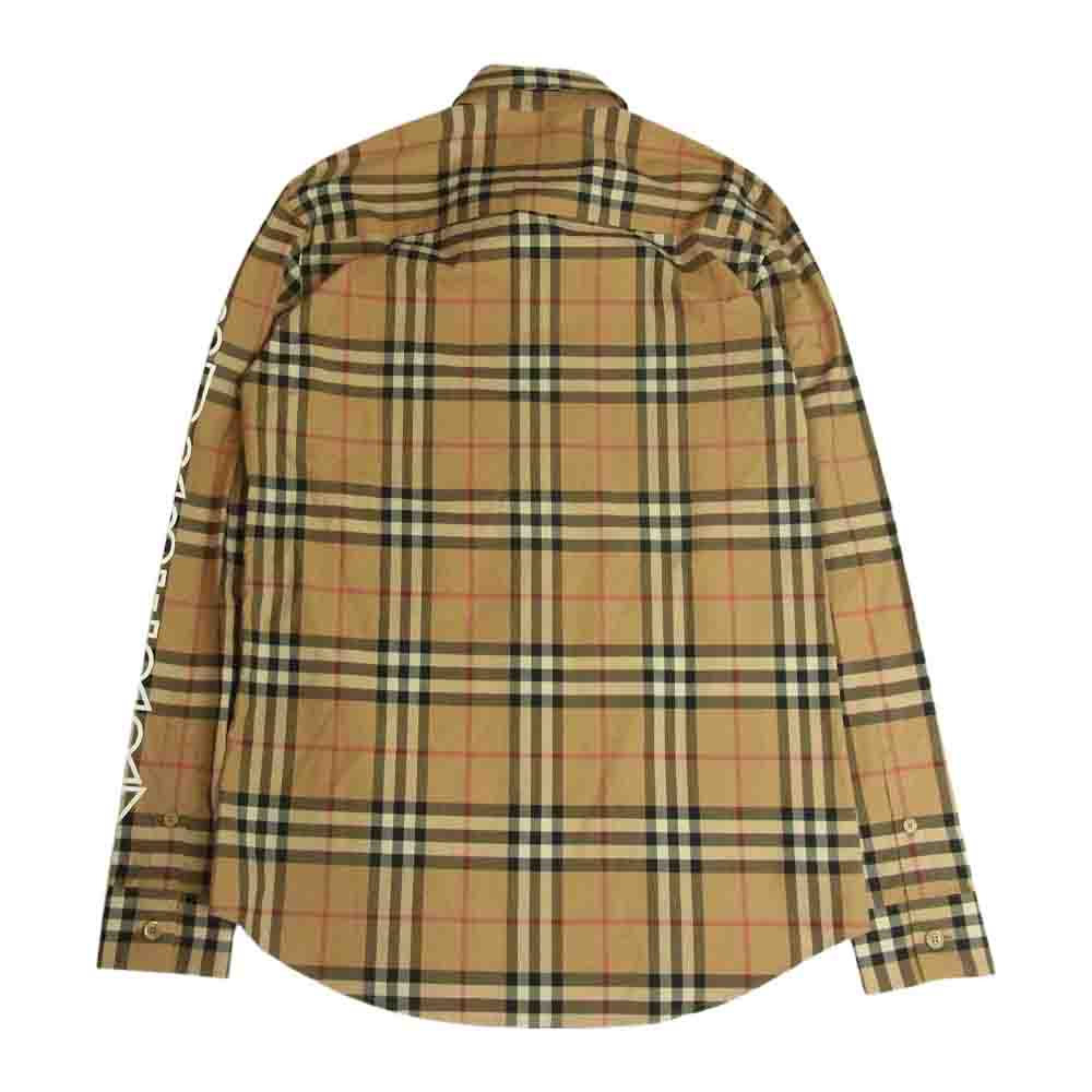 BURBERRY LONDON バーバリー ロンドン 8029878 国内正規品 袖ロゴ アームロゴプリント ノバチェック 長袖 シャツ ベージュ系 XS【中古】