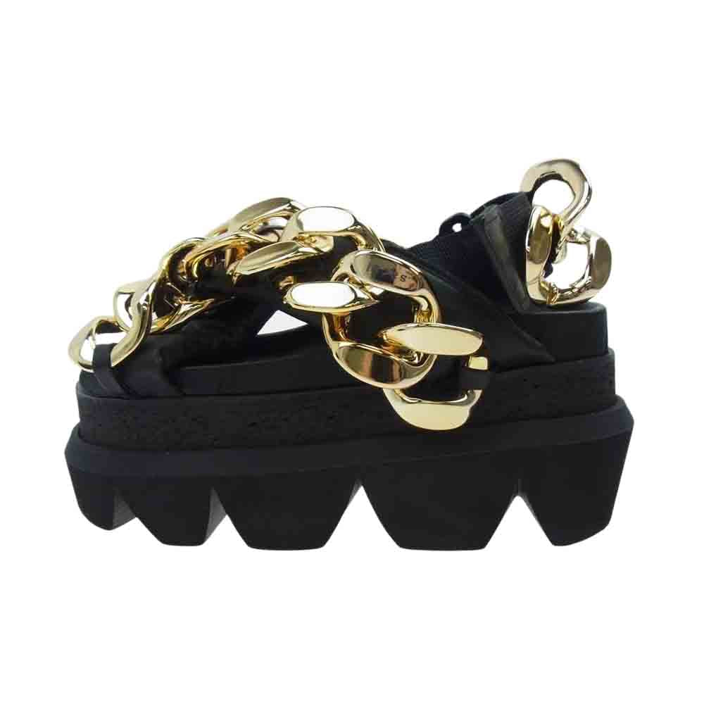 Sacai サカイ 22SS Cuban Chain Sandals キューバ チェーン プラットフォーム 厚底 ソール サンダル ブラック系 ゴールド系 37【中古】
