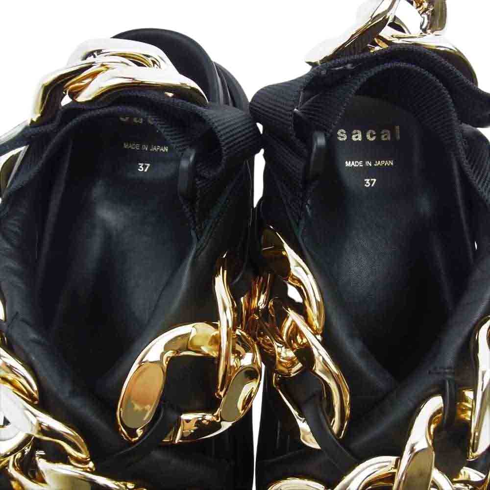 Sacai サカイ 22SS Cuban Chain Sandals キューバ チェーン プラットフォーム 厚底 ソール サンダル ブラック系 ゴールド系 37【中古】