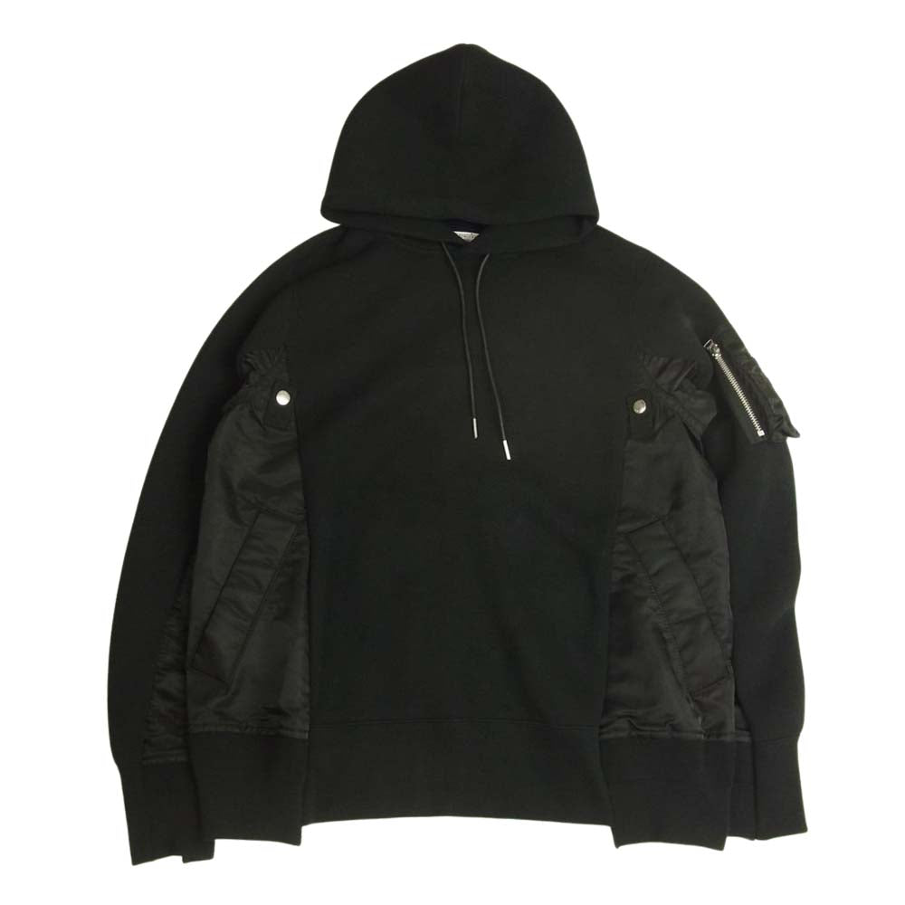 Sacai サカイ SCM-044 MA-1 Hoodie Sponge Sweat 再構築 ドッキング スポンジスウェット フーディ パーカー ダークネイビー系 1【中古】