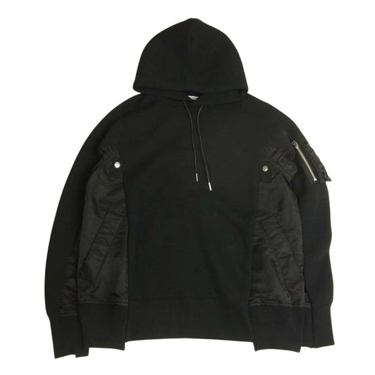 Sacai サカイ SCM-044 MA-1 Hoodie Sponge Sweat 再構築 ドッキング スポンジスウェット フーディ パーカー ダークネイビー系 1【中古】