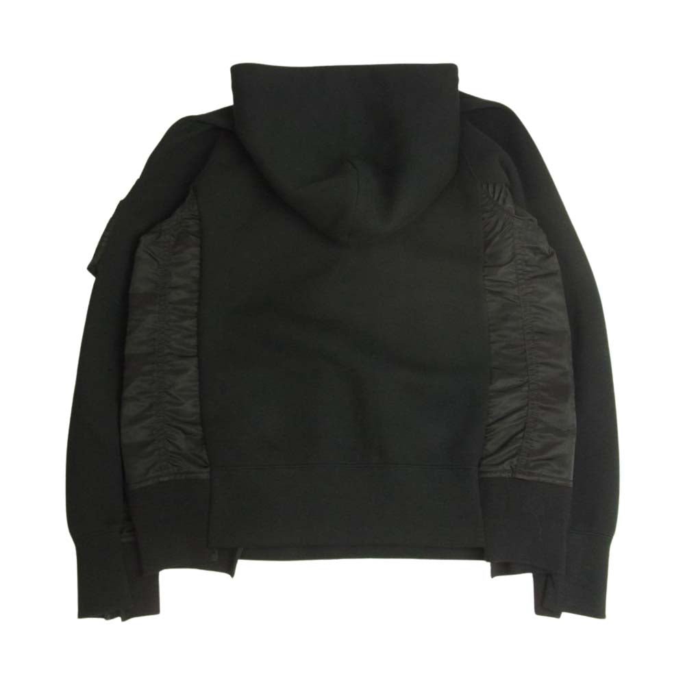 Sacai サカイ SCM-044 MA-1 Hoodie Sponge Sweat 再構築 ドッキング スポンジスウェット フーディ パーカー ダークネイビー系 1【中古】