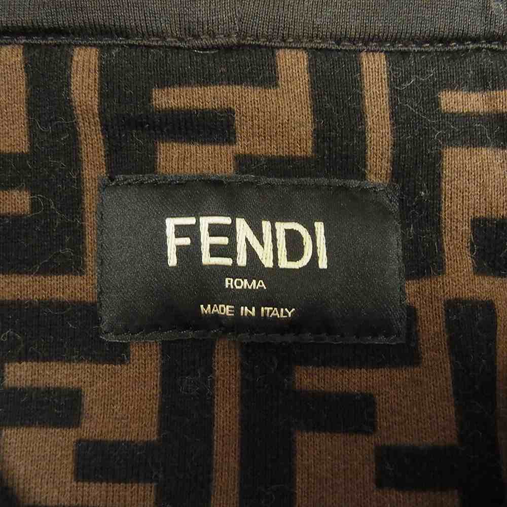 FENDI フェンディ 21SS FY0945 A6ZT 国内正規品 FF ズッカ柄 裏起毛 ロゴプリント プルオーバ― パーカー フーディ ブラウン系 S【中古】