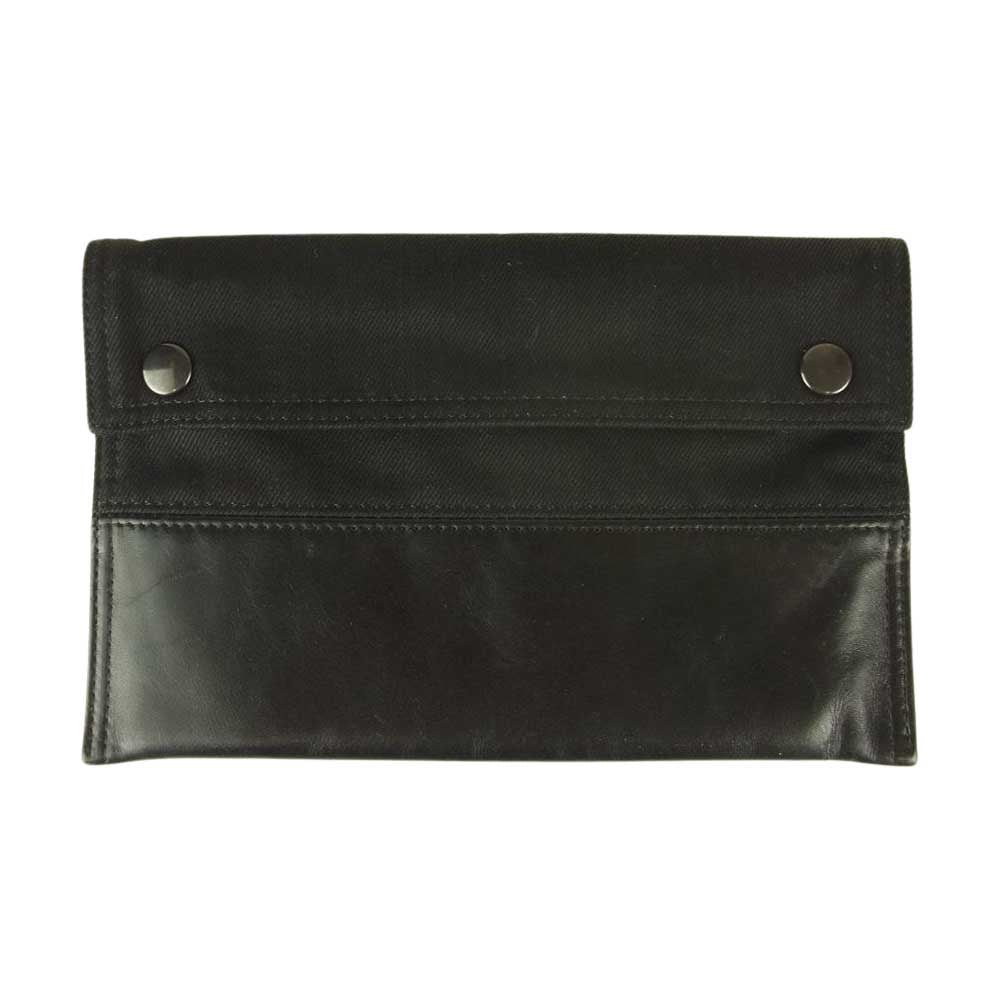 PORTER CLASSIC ポータークラシック KICHIZO キチゾウ コットン レザー ポーチ クラッチ バッグ  ブラック系【中古】