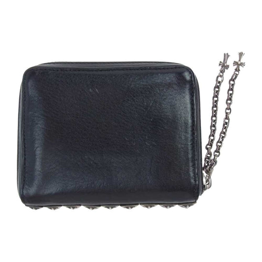 CHROME HEARTS クロムハーツ（原本有） 3 SIDE ZIP PYRMD STDS 3 サイドジップ ピラミッドスタッズ ウォレット ジップ  ブラック系【中古】
