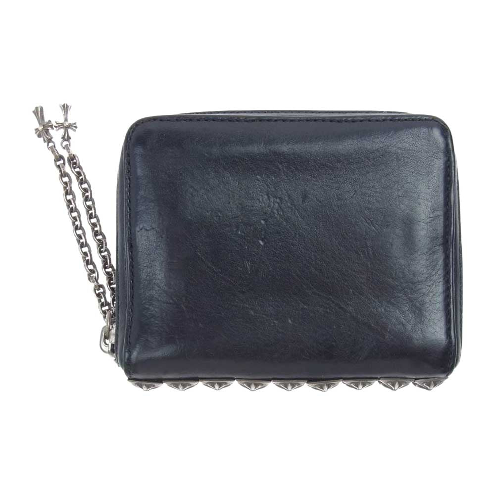 CHROME HEARTS クロムハーツ（原本有） 3 SIDE ZIP PYRMD STDS 3 サイドジップ ピラミッドスタッズ ウォレット ジップ  ブラック系【中古】
