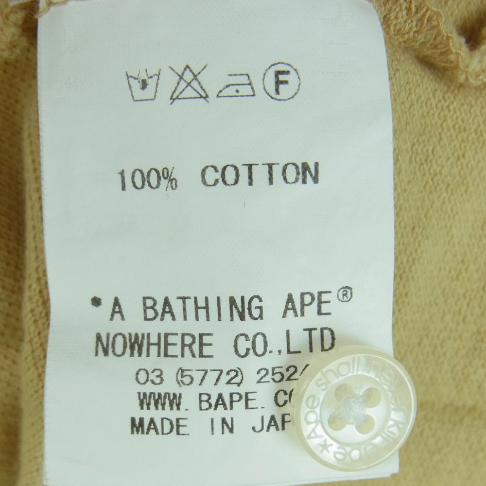 A BATHING APE アベイシングエイプ ロゴ 刺繍 半袖 ポロシャツ コットン 日本製 ベージュ系 M【中古】