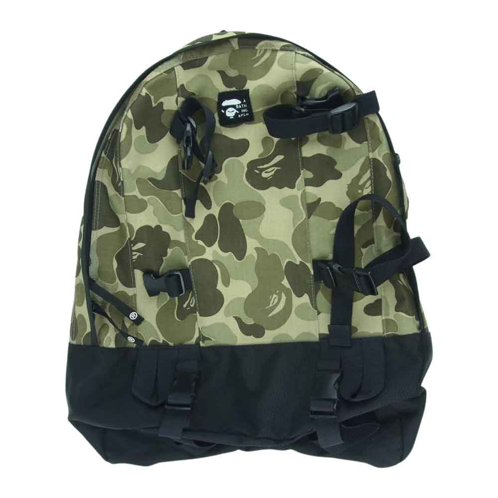 A BATHING APE アベイシングエイプ エイプ カモ 迷彩 リュック バックパック カーキ系【中古】