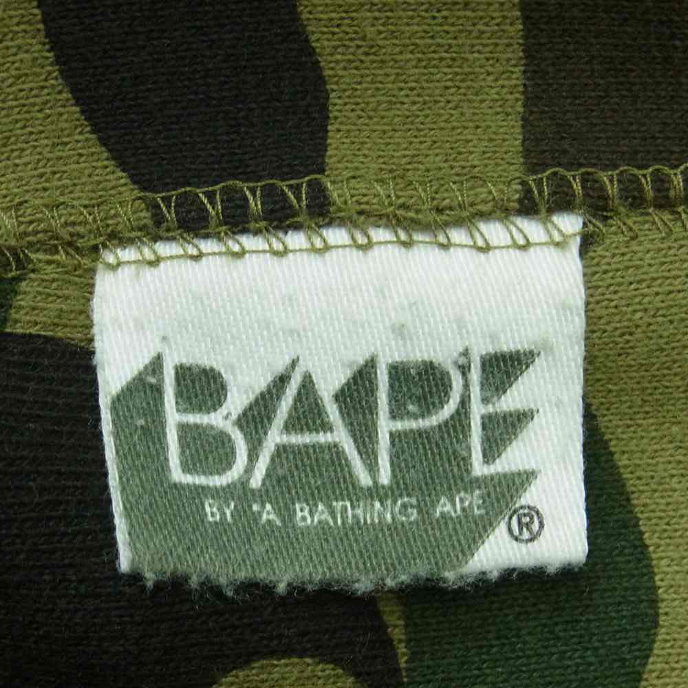 A BATHING APE アベイシングエイプ フルジップ カモ 迷彩 パーカー コットン 日本製 カーキ系 L【中古】
