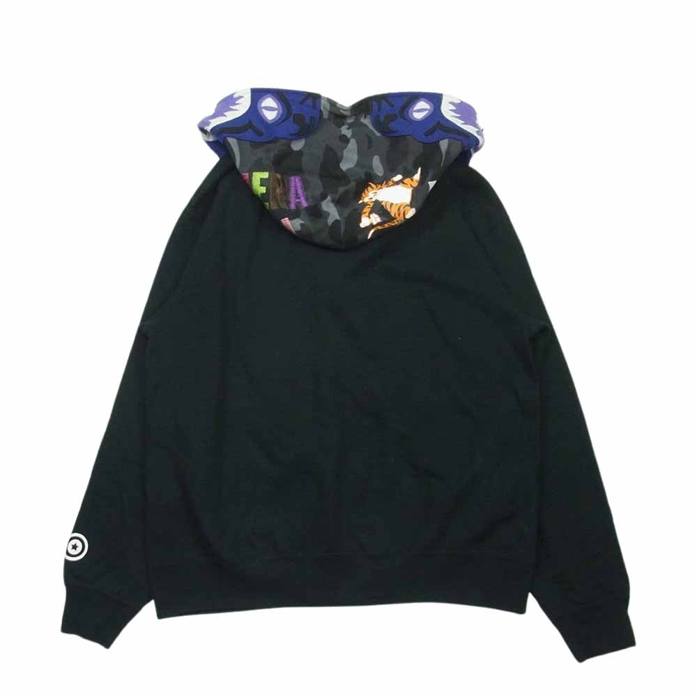 A BATHING APE アベイシングエイプ SHARK シャーク フル ジップ パーカー 日本製 ブラック系 L【中古】