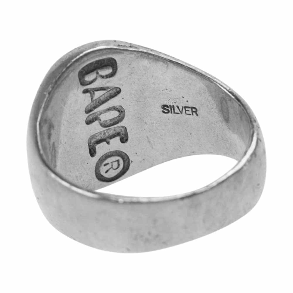 A BATHING APE アベイシングエイプ Ring Silver 猿フェイス キャラ シルバー リング 14号【中古】