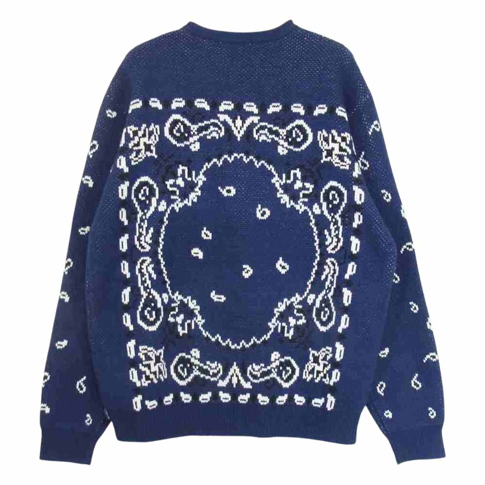 Supreme シュプリーム 18SS Bandana Sweater バンダナ セーター ニット ネイビー系 M【美品】【中古】