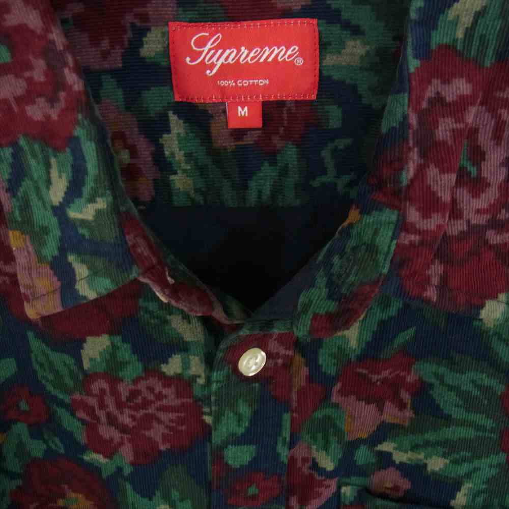 Supreme シュプリーム 20AW Digi Floral Corduroy Shirt デジ フローラル コーデュロイ 長袖 シャツ ネイビー系 M【極上美品】【中古】