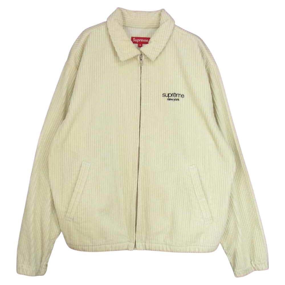 Supreme シュプリーム 20SS Wide Wale Corduroy Harrington Jacket ワイド ウェル コーデュロイ ハリントン ジップ ジャケット  ホワイト系 M【美品】【中古】