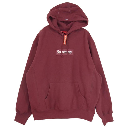 Supreme シュプリーム 21AW Box Logo Hooded Sweatshirt ボックス ロゴ フーデッド スウェットシャツ パーカー エンジ系 M【中古】