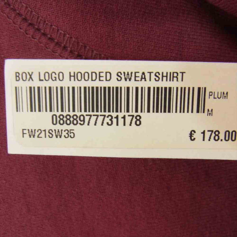 Supreme シュプリーム 21AW Box Logo Hooded Sweatshirt ボックス ロゴ フーデッド スウェットシャツ パーカー エンジ系 M【中古】