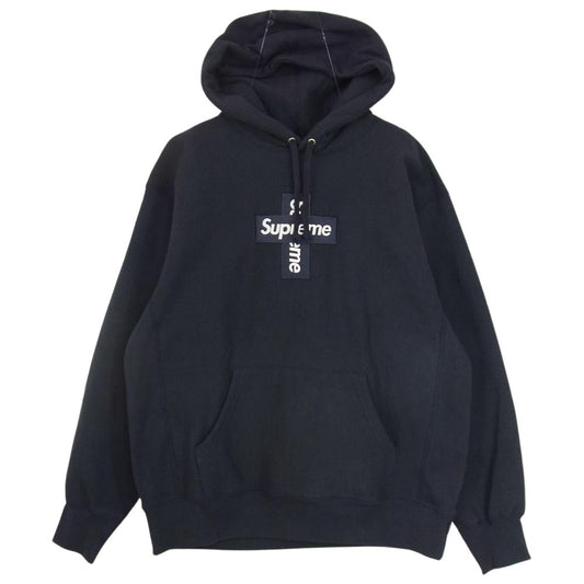Supreme シュプリーム 20AW Cross Box Logo Hooded Sweatshirt クロス ボックス ロゴ フーデッド スウェットシャツ パーカー ネイビー系 M【中古】