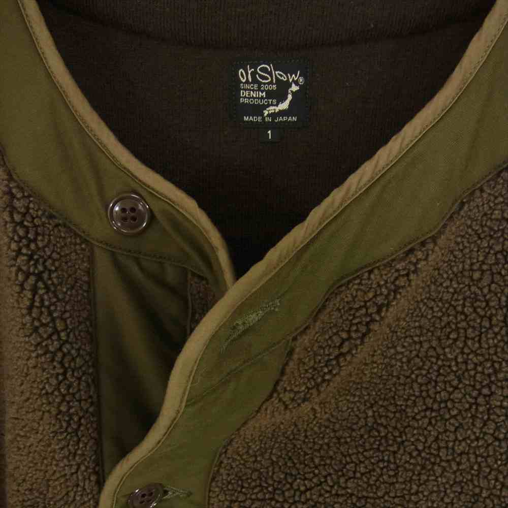 orSlow オアスロウ 20AW 03-6030-53 FLEECE LINER COAT フリース ライナー ノーカラー コート  ブラウン系 1【中古】