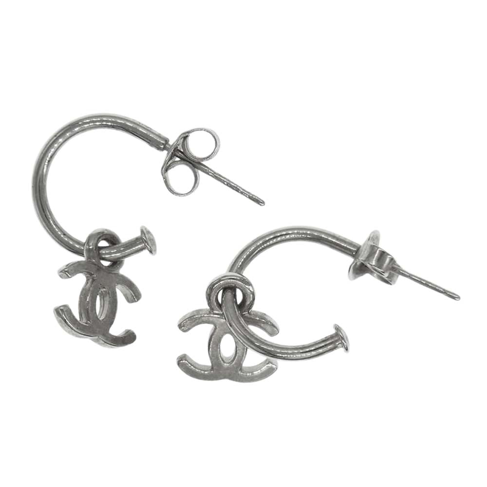 CHANEL シャネル ココマーク フープ ピアス シルバー系【中古】