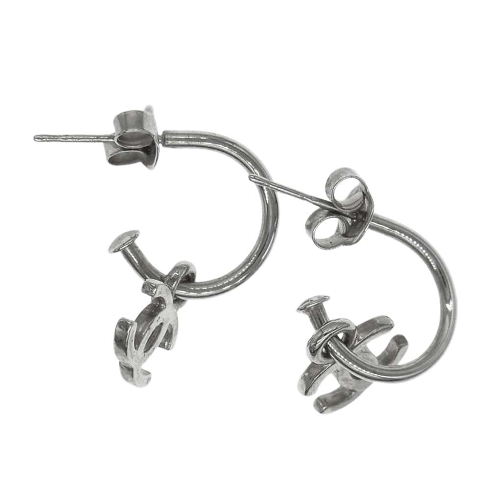 CHANEL シャネル ココマーク フープ ピアス シルバー系【中古】