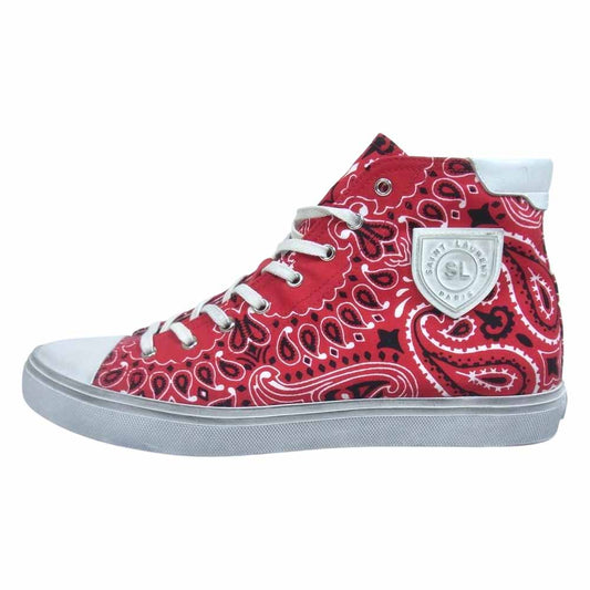 SAINT LAURENT サンローラン 553582 BEDFORD MID TOP BANDANA バンダナ キャンバス スニーカー レッド系 43【中古】