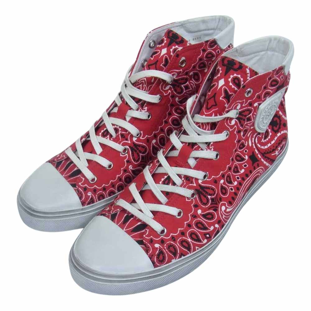 SAINT LAURENT サンローラン 553582 BEDFORD MID TOP BANDANA バンダナ キャンバス スニーカー レッド系 43【中古】