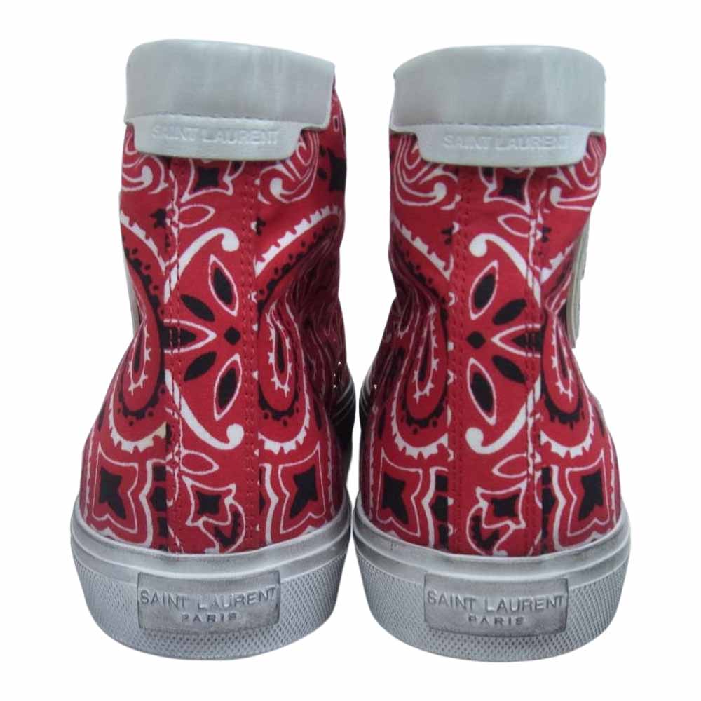 SAINT LAURENT サンローラン 553582 BEDFORD MID TOP BANDANA バンダナ キャンバス スニーカー レッド系 43【中古】