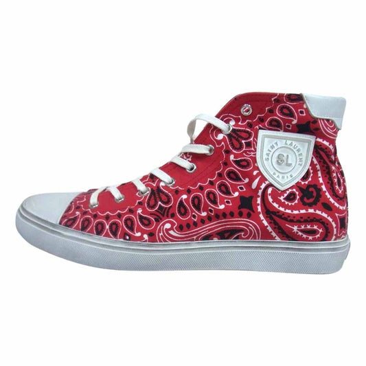 SAINT LAURENT サンローラン 553582 BEDFORD MID TOP BANDANA バンダナ キャンバス スニーカー レッド系 42【中古】