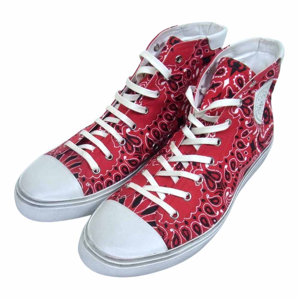 SAINT LAURENT サンローラン 553582 BEDFORD MID TOP BANDANA バンダナ キャンバス スニーカー レッド系 42【中古】