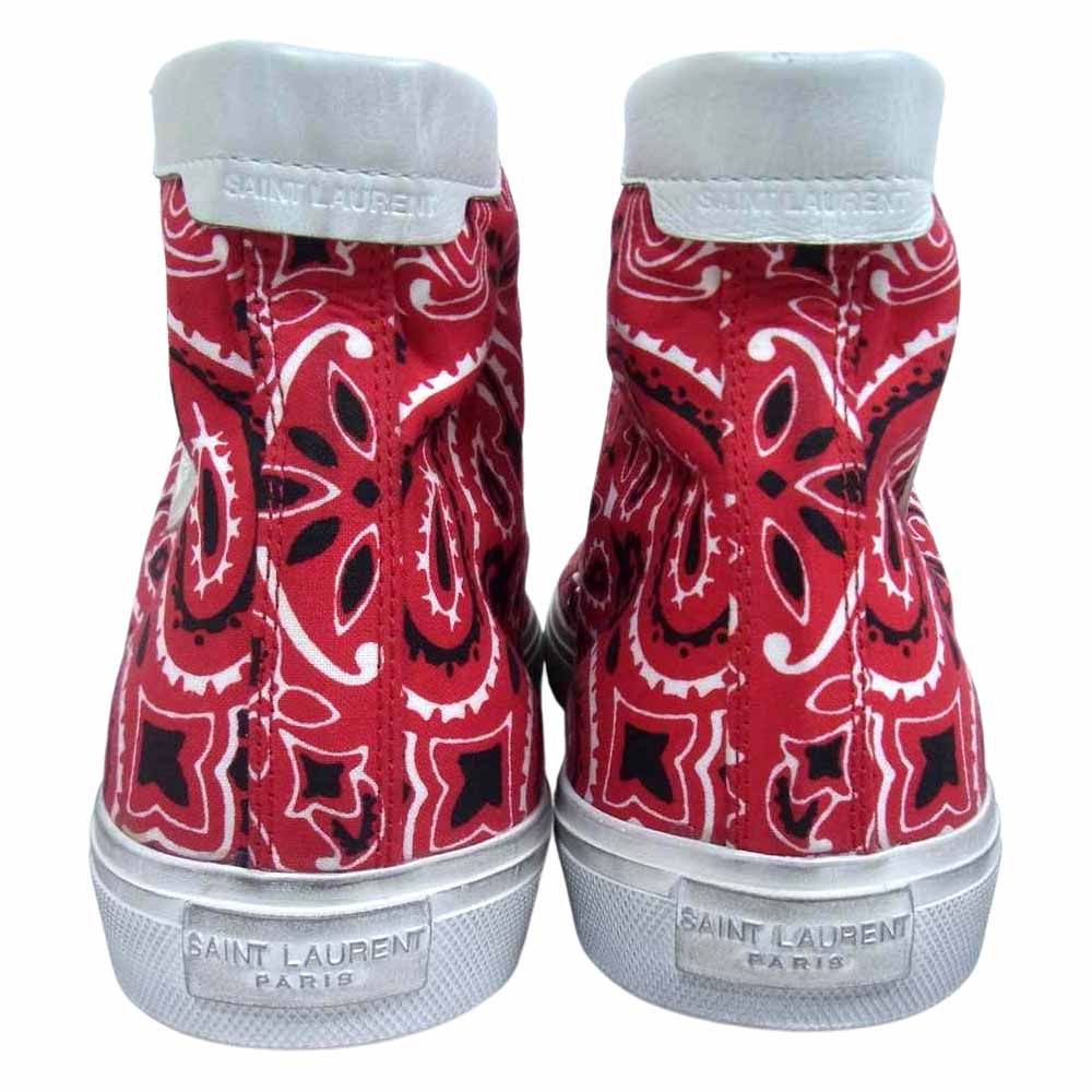 SAINT LAURENT サンローラン 553582 BEDFORD MID TOP BANDANA バンダナ キャンバス スニーカー レッド系 42【中古】