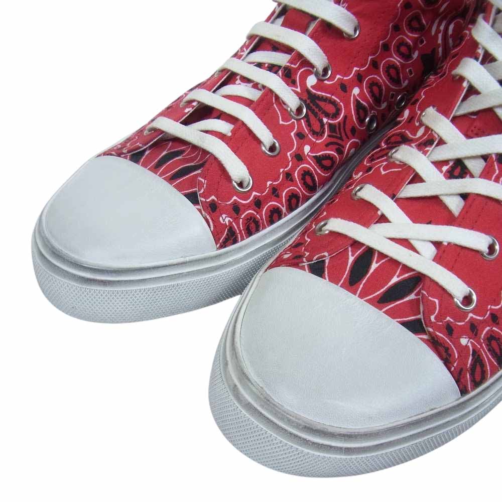 SAINT LAURENT サンローラン 553582 BEDFORD MID TOP BANDANA バンダナ キャンバス スニーカー レッド系 42【中古】
