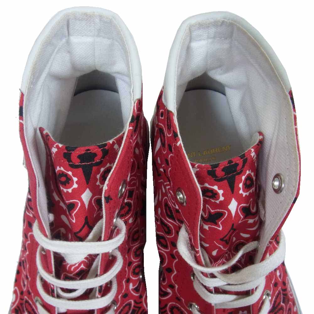 SAINT LAURENT サンローラン 553582 BEDFORD MID TOP BANDANA バンダナ キャンバス スニーカー レッド系 42【中古】