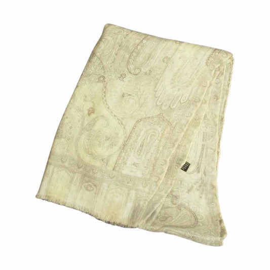 ETRO エトロ シルク混 ペイズリー柄 スカーフ ストール グレー系【中古】