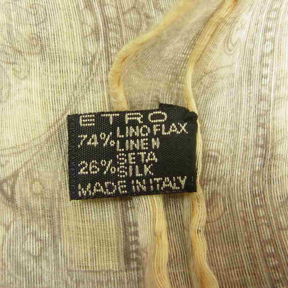 ETRO エトロ シルク混 ペイズリー柄 スカーフ ストール グレー系【中古】