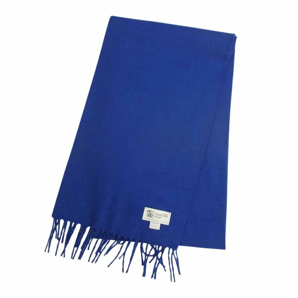 ジョンストンズオブエルガン カシミア100％ フリンジ マフラー ストール ブルー ブルー系【中古】