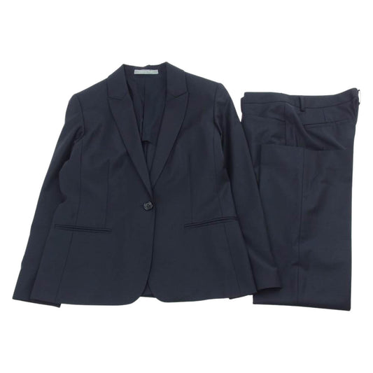 theory セオリー LUXE リュクス Executive Bergman3 Moira 背抜き 1B テーラードジャケット セミフレアパンツ セットアップ ダークネイビー系 44【中古】