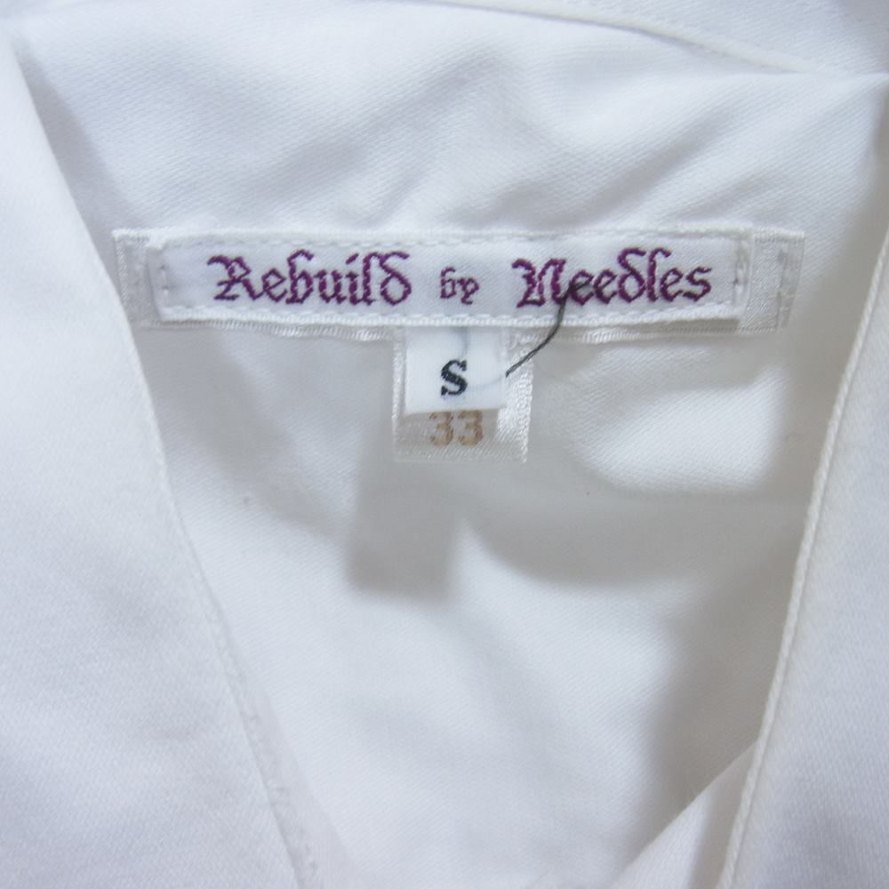 リビルドバイニードルズ RIBBON SHIRT 解体再構築 リメイク リボン シャツ ホワイト系 S【中古】