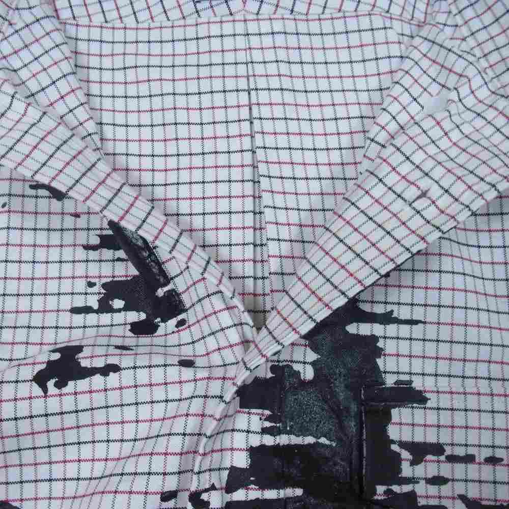 TAKAHIRO MIYASHITA The SoloIst. タカヒロミヤシタザソロイスト sjs.0002SS22 J.PRESS ジェイプレス OVERSIZED BD SHIRTS オーバーサイズ チェック ボタンダウン シャツ 白赤黒系 M【新古品】【未使用】【中古】