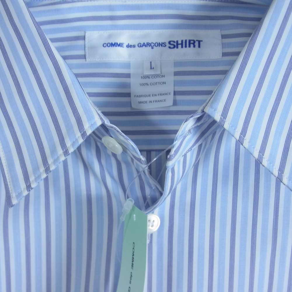 COMME des GARCONS コムデギャルソン SHIRT フランス製 21SS FG-B068 パッチワーク ストライプ 長袖 シャツ ライトブルー系 L【新古品】【未使用】【中古】