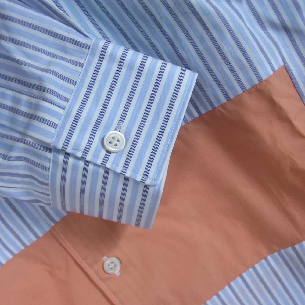 COMME des GARCONS コムデギャルソン SHIRT フランス製 21SS FG-B068 パッチワーク ストライプ 長袖 シャツ ライトブルー系 L【新古品】【未使用】【中古】